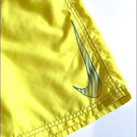 Nike Neon Yellow Swoosh Logo Boy’s Swim Shorts Sz L - Picture 2 of 8